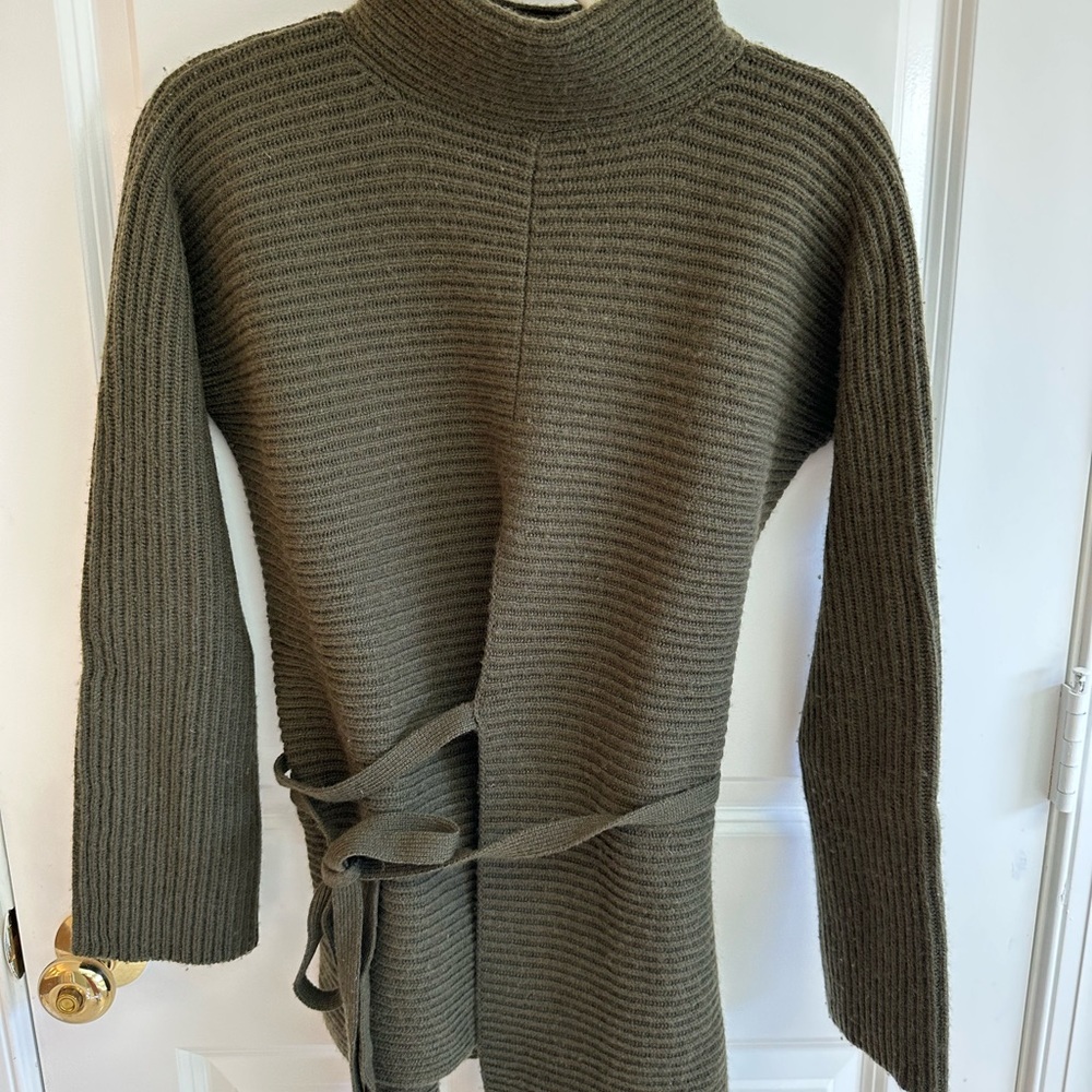 Vince Dark Olive Ribbed Knit Turtleneck